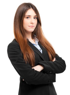 güzel iş kadını portre üzerinde beyaz izole