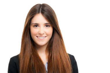 güzel iş kadını portre üzerinde beyaz izole