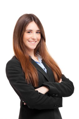 güzel iş kadını portre üzerinde beyaz izole