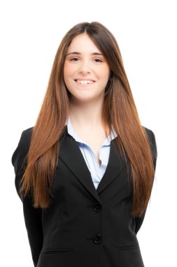 güzel iş kadını portre üzerinde beyaz izole