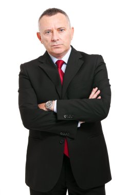 yaşlı işadamı üzerinde beyaz izole