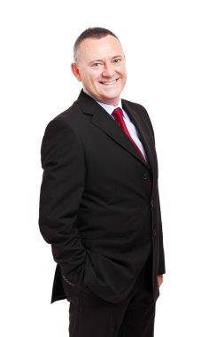 yaşlı işadamı üzerinde beyaz izole