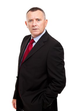 yaşlı işadamı üzerinde beyaz izole