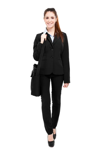 Businesswoman portrait full length with bag — Stock Photo, Image