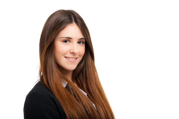 Beautiful businesswoman portrait isolated on white — Stock Photo, Image