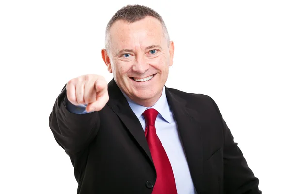 Senior affärsman pekar fingret på dig — Stockfoto