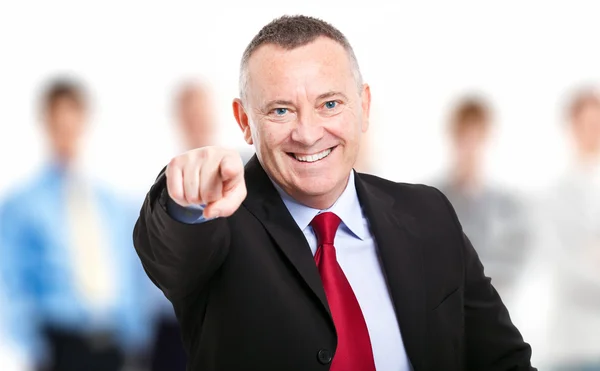 Senior Businessman Pointing Her Finger At You — Stock Photo, Image