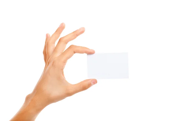 Hand holding a business card — Stock Photo, Image