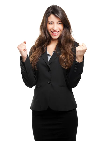 Woman in victory pose — Stock Photo, Image