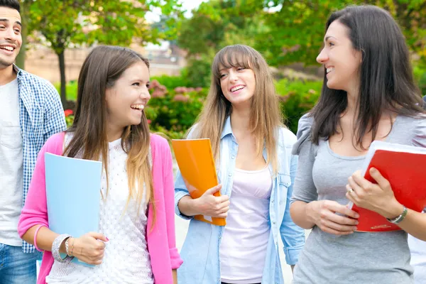 Outdoor Portret van een glimlachende studenten — Stockfoto