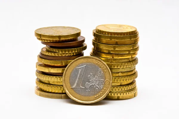 Pilas de monedas de euro —  Fotos de Stock