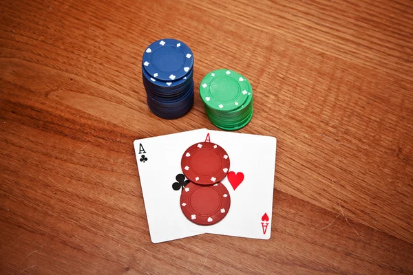 Two aces in a poker match — Stock Photo, Image