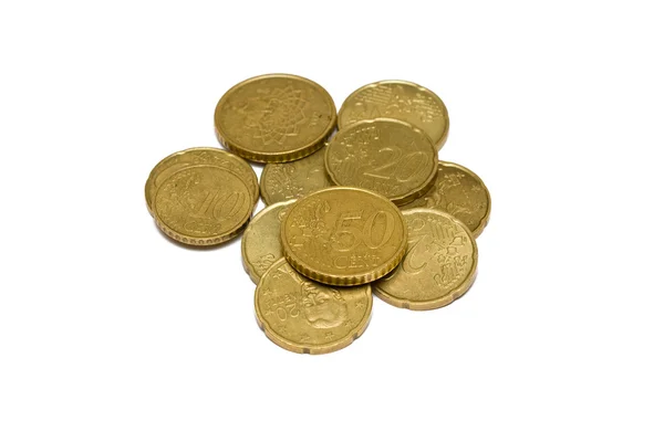 Monedas en euros — Foto de Stock