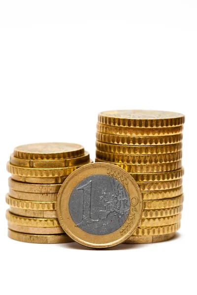 Piles de pièces en euros — Photo