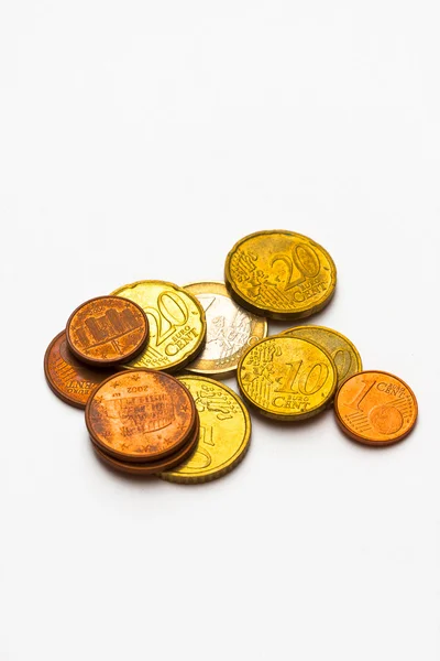 Monedas en euros — Foto de Stock