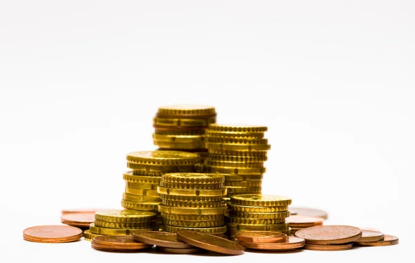 Piles of euro coins — Stock Photo, Image