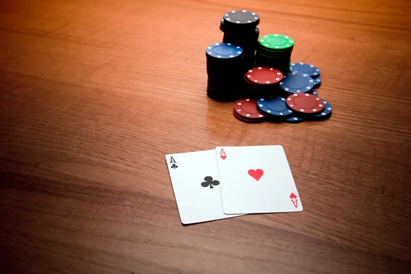 Two aces in a poker match — Stock Photo, Image