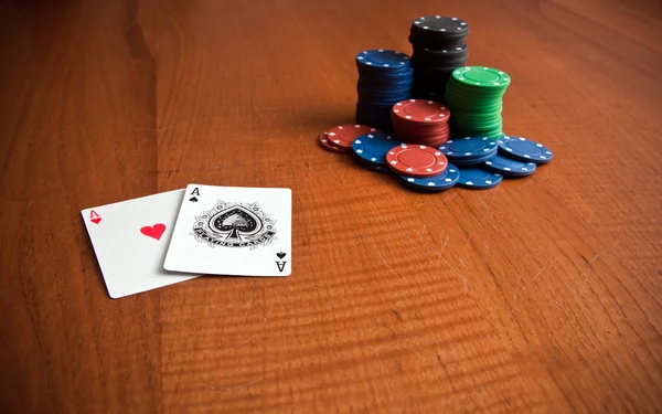 Two aces in a poker match — Stock Photo, Image