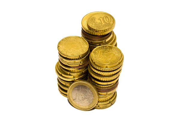成堆的欧元硬币 — 图库照片