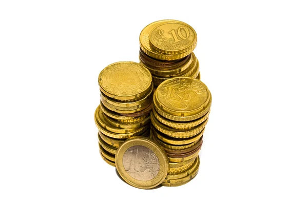 Piles de pièces en euros — Photo