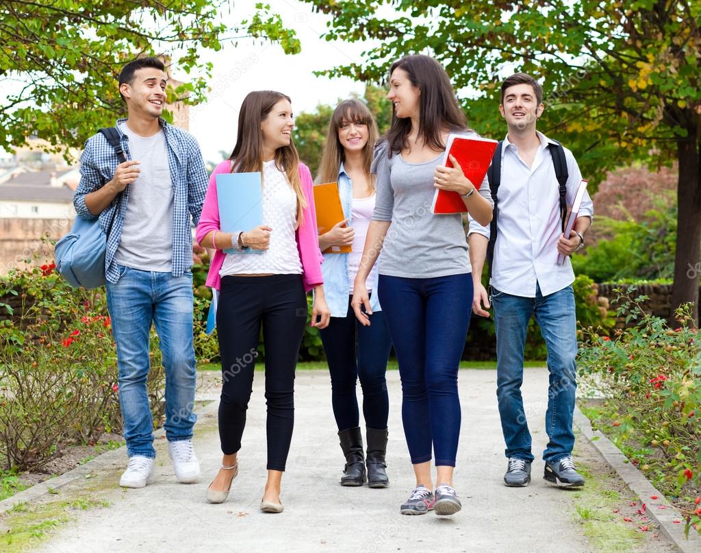 Groups of college students outdoor