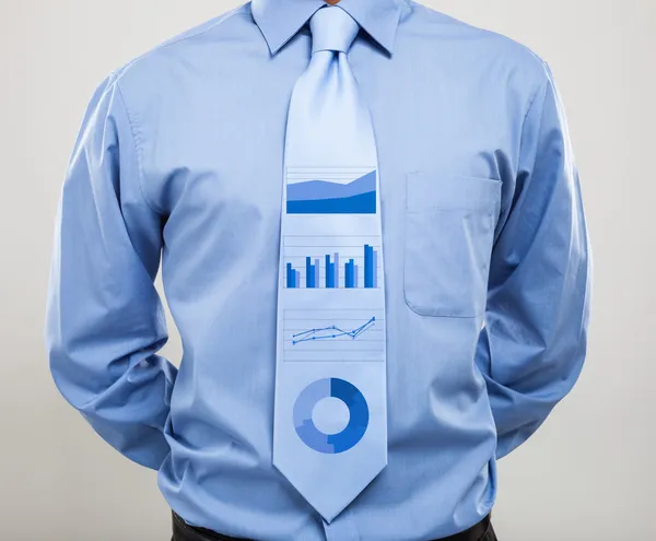 Wirtschaftsgrafik auf Krawatte — Stockfoto