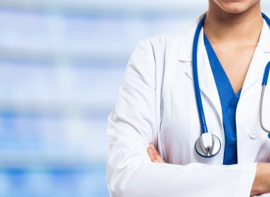 Nurse on a blue background clipart