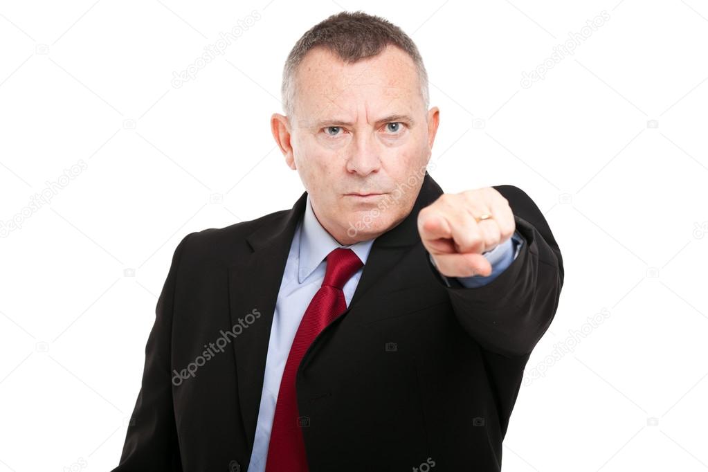 Mature businessman pointing his finger