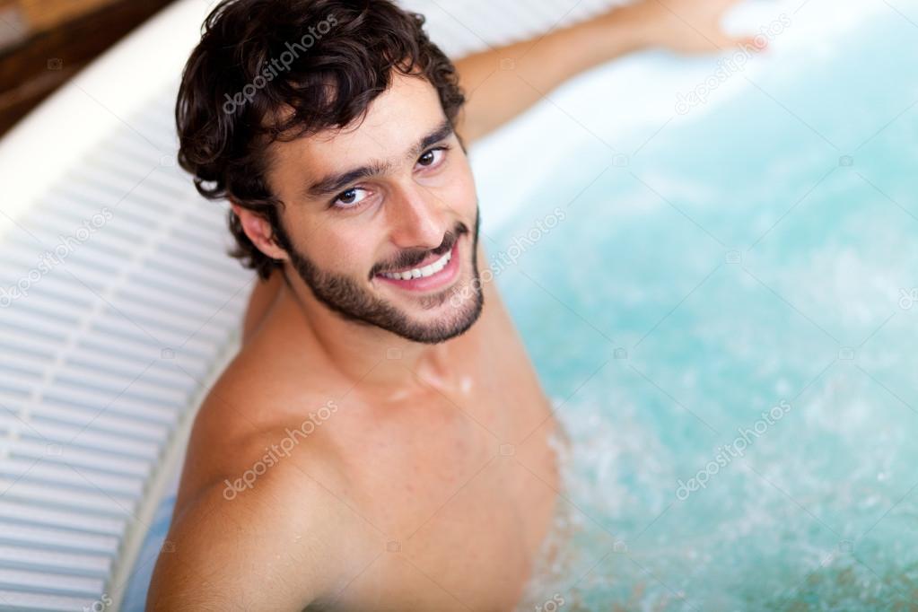 Man relaxing in a spa