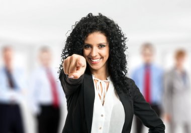 Woman pointing her finger clipart