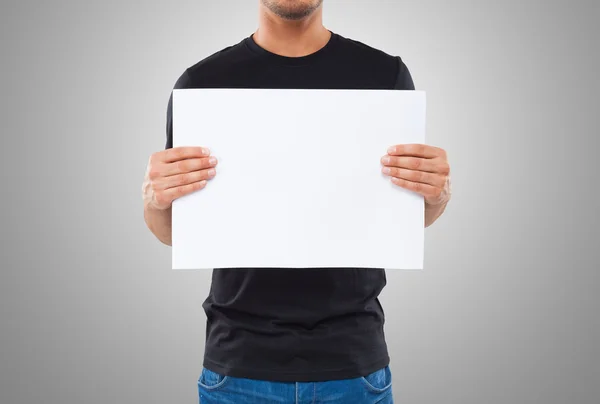 Homem mostrando um sinal em branco — Fotografia de Stock