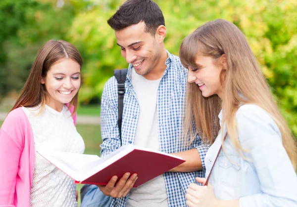 Étudiants lisant un livre — Photo