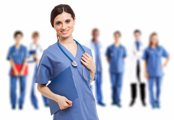 Ler sjuksköterska porträtt — Stockfoto