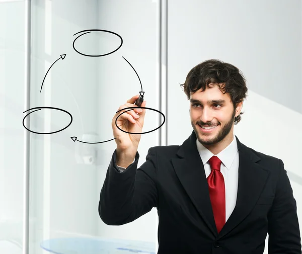 Empresario dibujando un árbol de organización —  Fotos de Stock