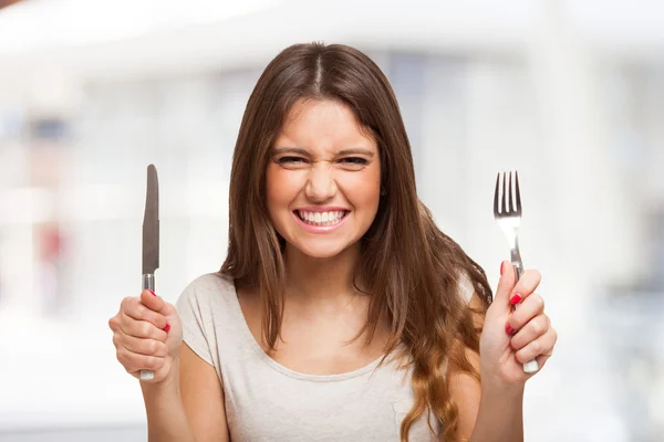 Starving woman — Stock Photo, Image