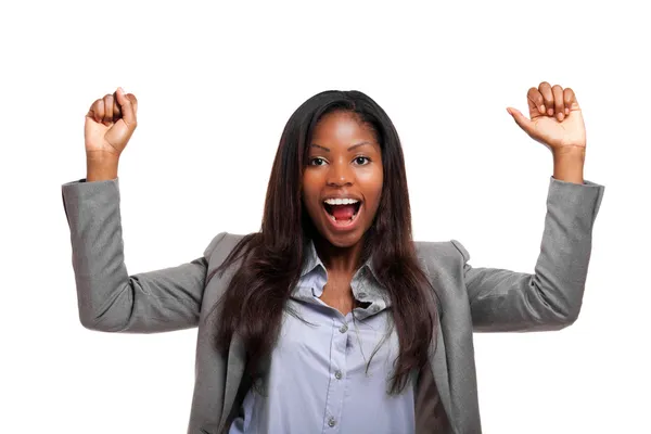 African woman in victory pose — Stock Photo, Image