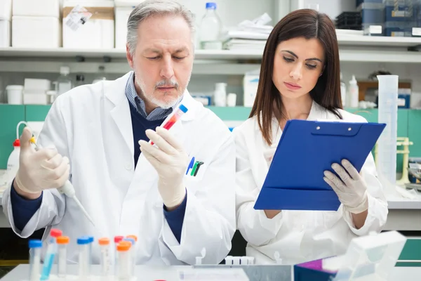 Científicos trabajando en un laboratorio — Foto de Stock