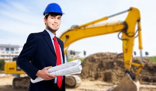 Engenheiro em um canteiro de obras — Fotografia de Stock