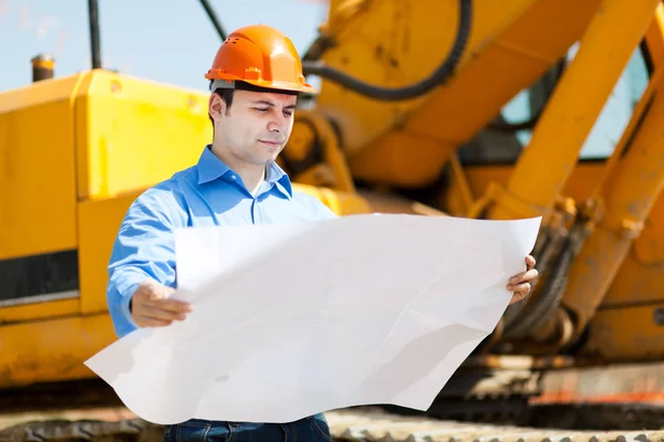 Architect with blueprints — Stock Photo, Image