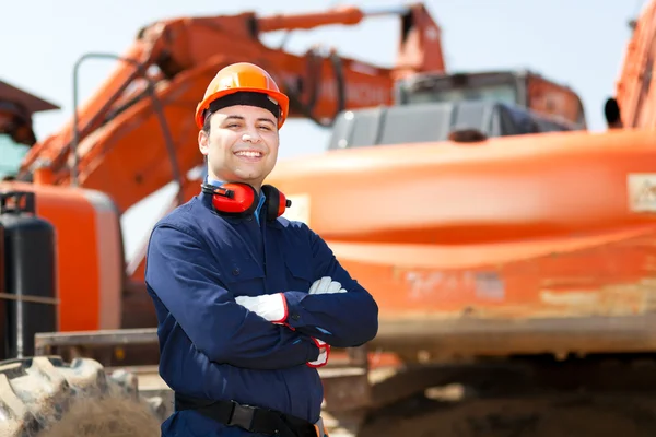 Werknemer op een bouwplaats — Stockfoto