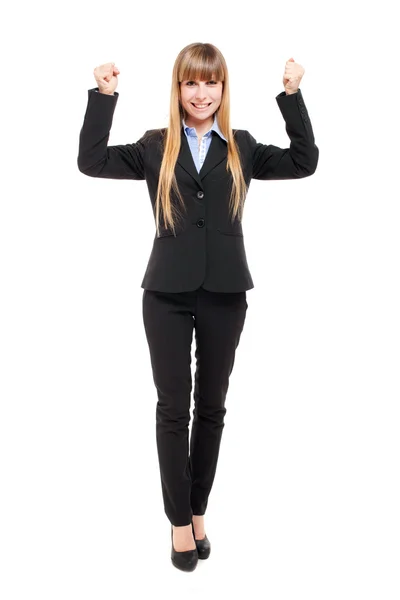 Businesswoman in victorious pose — Stock Photo, Image
