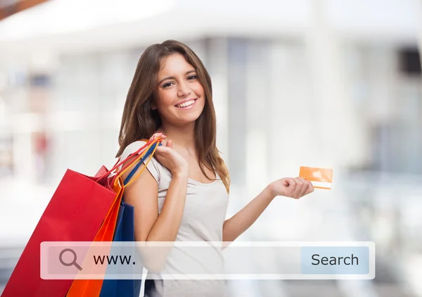 Mulher segurando sacos de compras — Fotografia de Stock