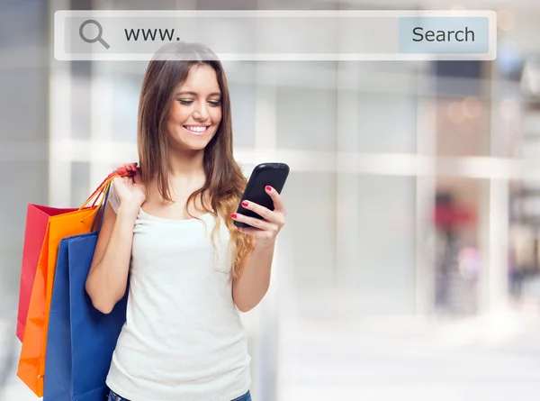 Mujer sosteniendo bolsas de compras — Foto de Stock