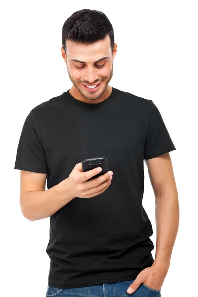 Ragazzo ricevendo un sms — Foto Stock