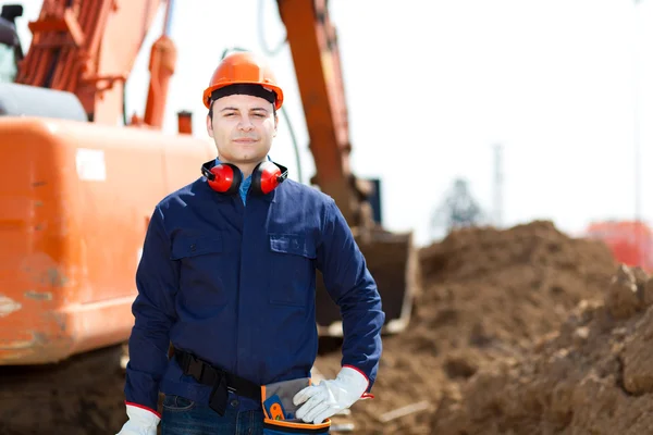 Costruzione con escavatore — Foto Stock