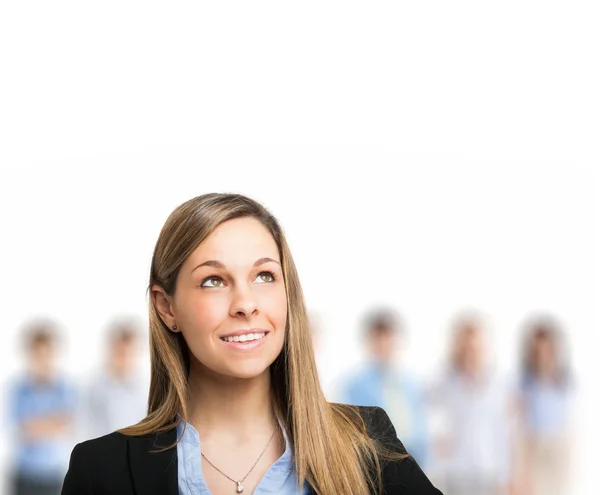 Business woman looking up — Stock Photo, Image