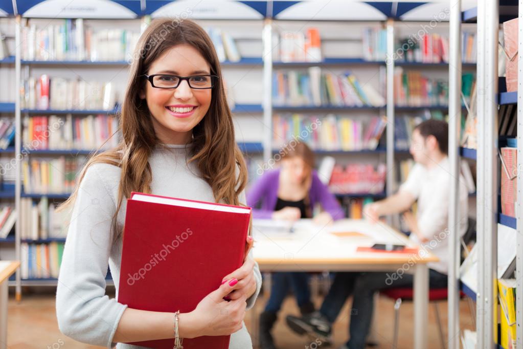 Woman in a library