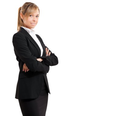 katlanmış ellerle cazip iş kadını