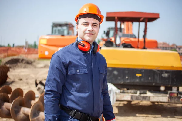 Portrait Travailleur Sur Chantier — Photo