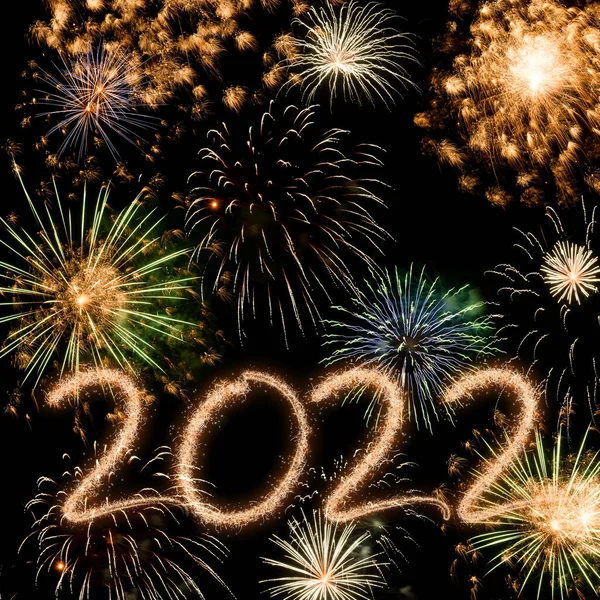 2022 Fundo Fogos Artifício Ano Novo Feriados Felizes Conceito Ano — Fotografia de Stock